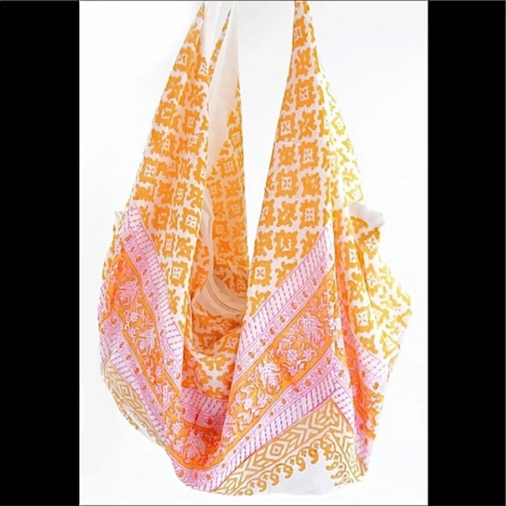 Tropical Tangerine Dream Full Zip Boho Market Hobo Bag Pink New